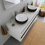 Duravit - vasque lavabo rond design  poser lave main fonte minrale salle de bain - noir mat / blanc ...