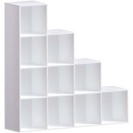 Durham bibliothque 10 cubes tagre escalier, meuble de rangement en bois h 128 x l 128 x p 29 cm, blanc ...