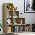 Durham bibliothque 10 cubes tagre escalier, meuble de rangement en bois h 128 x l 128 x p 29 cm, chne ...