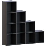 Durham bibliothèque 10 cubes étagère escalier, meuble de rangement en bois h 128 x l 128 x p 29 cm, noir ... Durham bibliothèque 10 cubes étagère escalier, meuble de rangement en bois h 128 x l 128 x p 29 cm, noir ...