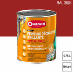 Durieu - peinture d�corative antirouille rustol deco ral 3001 rouge de s�curit� brillant 0, 75l owatrol ...