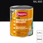 Durieu - peinture dcorative antirouille rustol deco ral 9005 noir fonc brillant 0, 75l owatrol