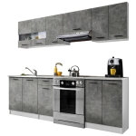 Dusine - cuisine bigo 7 lments - finition bas beton haut beton 240 cm
