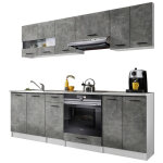 Dusine - cuisine bigo 8 lments - finition bas beton haut beton 240 cm
