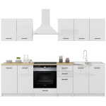 Dusine - cuisine sanclar 7 �l�ments - blanc blanc laqu� - 2m60 four encastrable