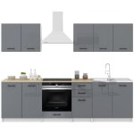 Dusine - cuisine sanclar 7 �l�ments - gris gris laqu� - 2m60 four encastrable