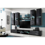 Dusine - ninja ensemble meuble tv effet 3d led 280 cm pour box, console et hifi