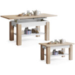 Dusine - table basse jimmy bois / blanc relevable + extensible jusqu'a 150 cm Dusine - table basse jimmy bois / blanc relevable + extensible jusqu'a 150 cm