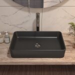 Deervalley - vasque � poser salle de bain rectangulaire en c�ramique noir mat