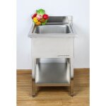 Dynasteel - plonge 1 bac avec dosseret et etag�re - 600 x 700 mm