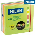Milan - bloc notes adhsives 400 feuilles - couleurs fluo - 76x76mm