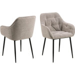 Ebuy24 - lot de 2 fauteuils repas en tissu bouclette beige - brook