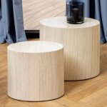 Ebuy24 - lot de 2 tables basses 48 et 40 cm dcor effet travertin beige