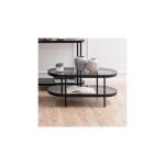 Ebuy24 - table basse ovale 2 plateaux 95x50x42 cm en verre trempé fumé et acier Ebuy24 - table basse ovale 2 plateaux 95x50x42 cm en verre trempé fumé et acier