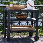 Ebuy24 - desserte barbecue 75x45x75 cm effet bois et aluminium noir
