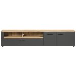 Calicosy - meuble tv - esteban - urbain - en panneaux de particules - chene blond / gris anthracite mat ...