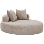 Ebuy24 - fauteuil rond loveuse 160x160x60 cm en tissu chenille naturel