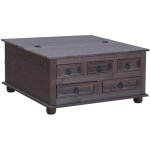 Ebuy24 - new mexico table basse avec 5 tiroirs, 91x91 cm, teinte / cire dans un style colonial. Ebuy24 - new mexico table basse avec 5 tiroirs, 91x91 cm, teinte / cire dans un style colonial.