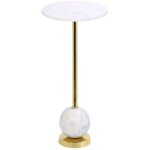 Ebuy24 - table d'appoint ronde 25, 5x54 cm en marbre blanc et m�tal dor�
