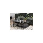 Ebuy24 - table basse double plateau 115x60x40 cm en frêne et métal noir - jaysi Ebuy24 - table basse double plateau 115x60x40 cm en frêne et métal noir - jaysi