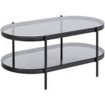 Ebuy24 - table basse ovale 2 plateaux 95x50x42 cm en verre tremp� fum� et acier