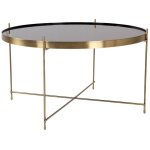 Ebuy24 - veo table basse 70x40 cm, acier couleur laiton, verre.