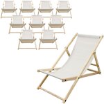 Ecd germany lot de 10 chaises longues pliantes en bois chiliennes, beige, dossier r�glable, 3 positions ...