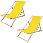 Ecd germany - lot de 2 chaises longues pliantes en bois chiliennes, jaune, dossier rglable, 3 positions ...