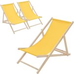 Ecd germany - lot de 3 chaises longues pliantes en bois chiliennes, jaune, dossier r�glable, 3 positions ...