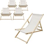 Ecd germany lot de 5 chaises longues pliantes en bois chiliennes, beige, dossier r�glable, 3 positions ...