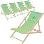 Ecd germany lot de 5 chaises longues pliantes en bois chiliennes, motif beach club, couleur vert, dossier ...