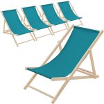 Ecd germany lot de 5 chaises longues pliantes en bois chiliennes, vert fonc�, dossier r�glable, 3 positions ...