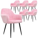 Lot de 6 chaises de salle  manger - rose - style rtro - assise rembourre en velours - pieds en mtal ...