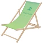 Ecd germany chaise longue chilienne pliante motif beach club couleur vert en bois de pin jusqu'� 120 ...