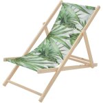 Ecd germany chaise longue pliante chilienne en bois de pin, motif palmier, vert - blanc, dossier r�glable, ...