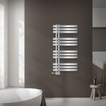 Ecd germany - luxebath radiateur de salle de bain iron em 500x1000 mm, chrome, thermostat + garniture ...