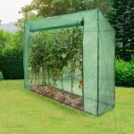 Serre de jardin tomates pe vert couverture porte enroulable toit en pente cultures l�gumes plantes jardinage ...