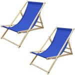 Ecd germany - lot de 2 chaises longues pliantes en bois chiliennes, bleu fonc, dossier rglable, 3 positions ...