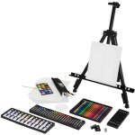 Set de peinture avec chevalet en m�tal, 140 pi�ces, kit d'artiste pastels � l'huile acrylique crayons ...