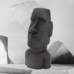 Statue de l'le de pques moai rapa nui figure de tte 53, 5 cm haut, rsine de pierre moule rsistant ...