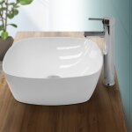 Ecd germany vasque  poser salle de bain - 405 x 405 x 140 mm - en cramique - blanc - lavabo toilette ...