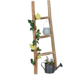 Relaxdays - echelle d�corative en bois, 90 cm, jardin, 3 barres, ch�taignier, artisanal, pour habits ...