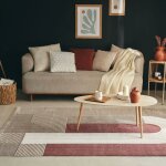 Tapis salon et chambre 120x160 mauve et rose rectangle tiss� motif g�om�trique echo 2