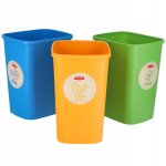 Eco set de 3 poubelles pour le syst�me de recyclage, poubelles en plastique pour le papier, le verre ...