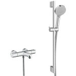 Ecostat set mitigeur thermostatique bain / douche + barre de douche unica + douchette 2 jets, chrome ...
