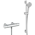 Ecostat set mitigeur thermostatique + barre 65cm + douchette 2 jets + flexible, chrome (13211000 - vernis) ... Ecostat set mitigeur thermostatique + barre 65cm + douchette 2 jets + flexible, chrome (13211000 - vernis) ...