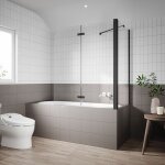 Sonni - ecran de baignoire panneau de baignoire pliant et pivotant verre tremp nano esg 6mm noir mat ...
