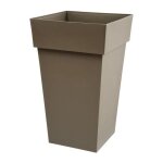 Eda - pot de fleur haut carre toscane - 39 x 39 x h 65 cm - 62 l - taupe