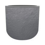 Eda - pot de fleurs rond en plastique volcania up gris galet -  50 cm