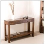 Macabane - lauren - console marron rectangulaire 2 tiroirs bois mindi